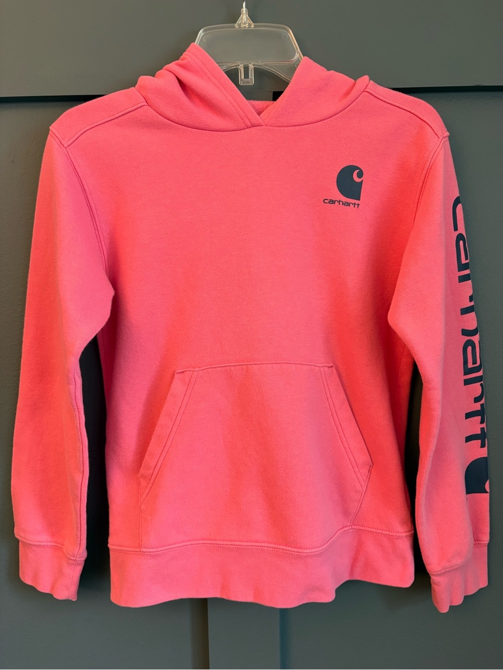 Carhartt Hoodie Sweatshirt Girls Size Medium 10 Pink Logo